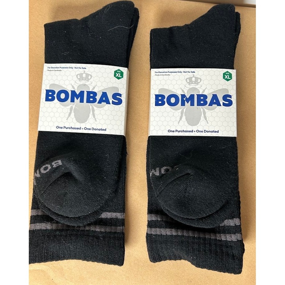Bombas Men Performance Calf Socks 2 Pair Set Black Grey XL Honeycomb Support NEW